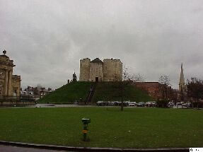 The Eye of York in front of Clifford's Tower and landing site for the Hovercopter